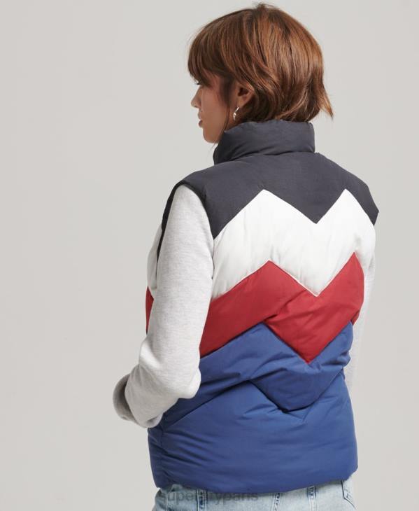 Superdry femmes gilet matelassé à empiècements rétro D64Z5502 vêtements marine