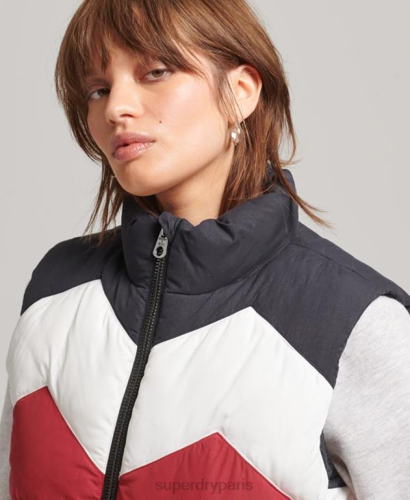 Superdry femmes gilet matelassé à empiècements rétro D64Z5502 vêtements marine