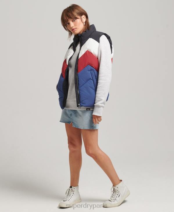 Superdry femmes gilet matelassé à empiècements rétro D64Z5502 vêtements marine