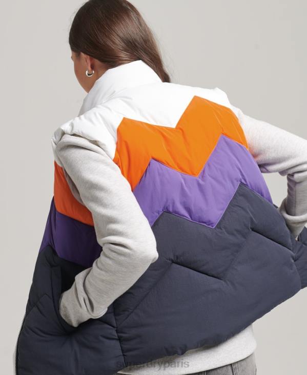 Superdry femmes gilet matelassé à empiècements rétro D64Z5578 vêtements marine