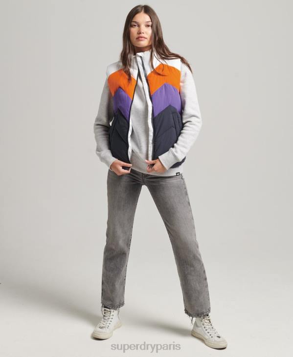 Superdry femmes gilet matelassé à empiècements rétro D64Z5578 vêtements marine