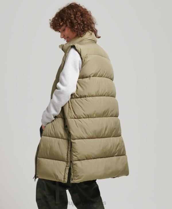 Superdry femmes gilet matelassé long D64Z3593 vêtements vert
