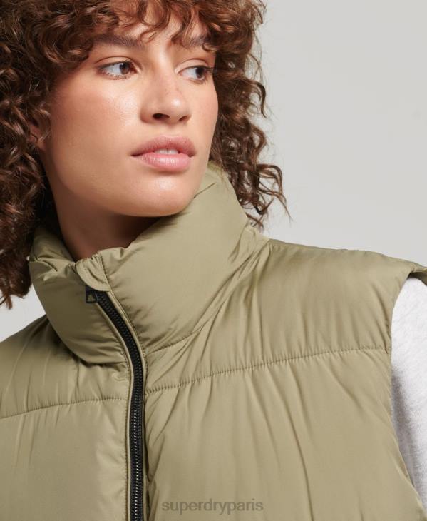 Superdry femmes gilet matelassé long D64Z3593 vêtements vert