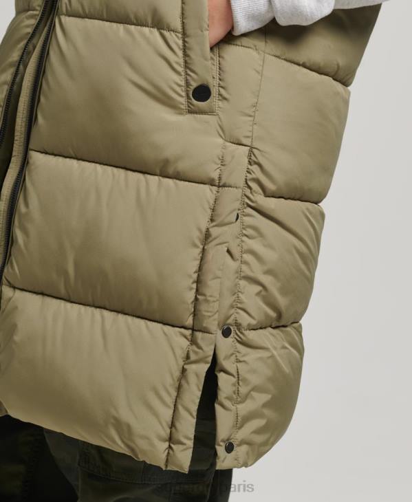 Superdry femmes gilet matelassé long D64Z3593 vêtements vert
