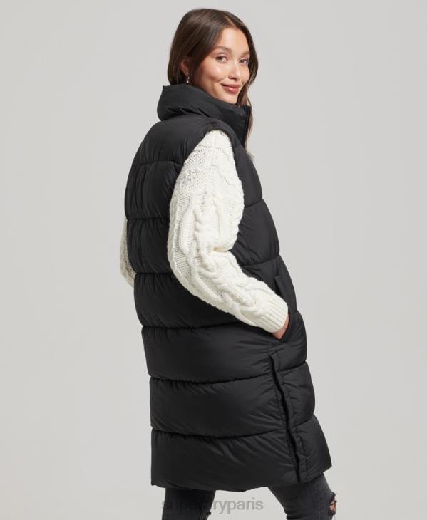 Superdry femmes gilet matelassé long D64Z3659 vêtements noir