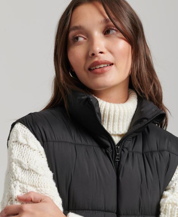 Superdry femmes gilet matelassé long D64Z3659 vêtements noir