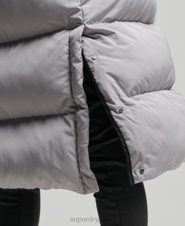 Superdry femmes gilet matelassé long à capuche D64Z3573 vêtements gris clair