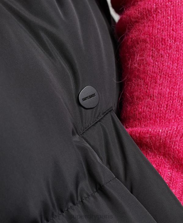 Superdry femmes gilet matelassé long à capuche D64Z3720 vêtements noir