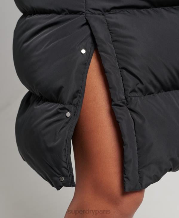 Superdry femmes gilet matelassé long à capuche D64Z3720 vêtements noir