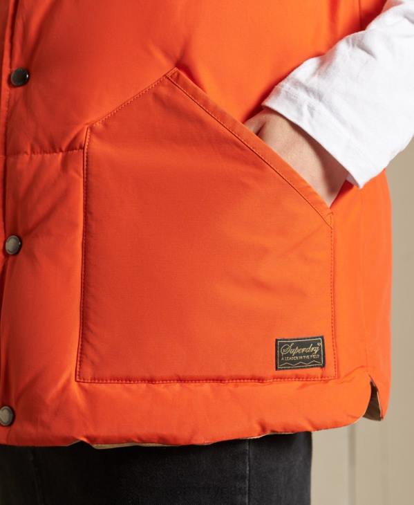 Superdry femmes gilet oversize en cuir mélangé D64Z5452 vêtements orange