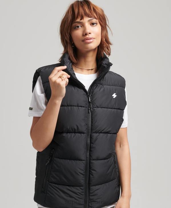 Superdry femmes gilet oversize matelassé de sport D64Z3851 vêtements noir