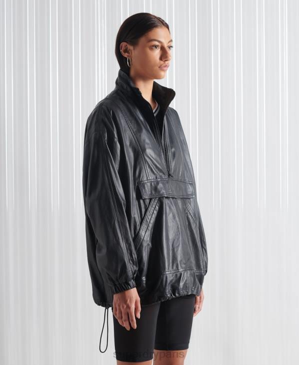 Superdry femmes haut de survêtement en cuir sdx en édition limitée D64Z1193 vêtements noir