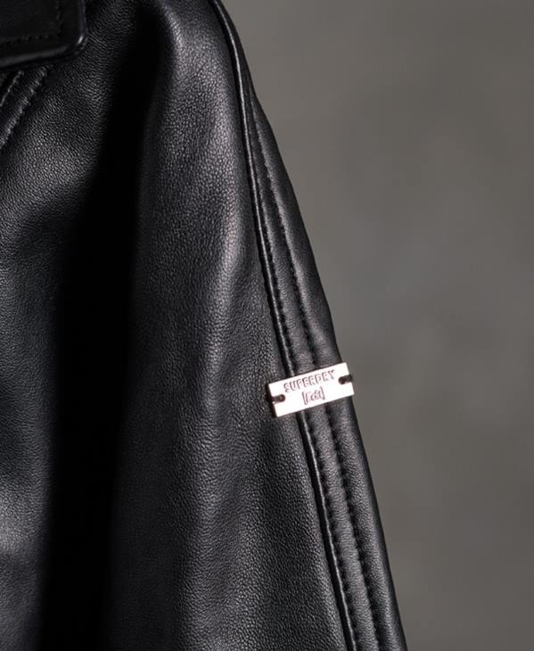 Superdry femmes modifier veste de motard en cuir hybride D64Z5623 vêtements noir