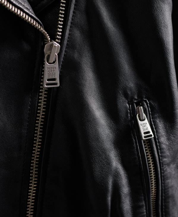 Superdry femmes modifier veste de motard en cuir hybride D64Z5623 vêtements noir
