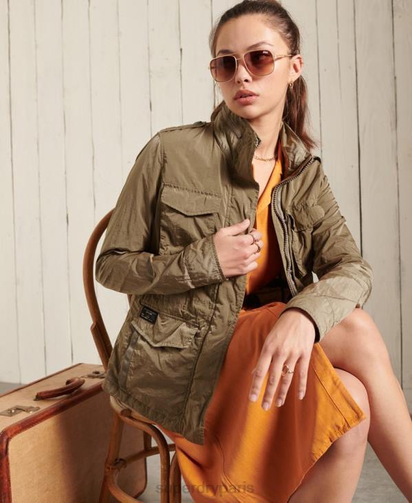 Superdry femmes nouvelle veste militaire m65 D64Z5657 vêtements beige