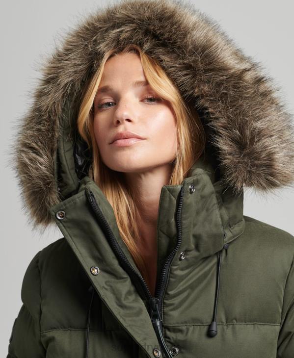 Superdry femmes parka d'expédition en microfibre D64Z3653 vêtements vert