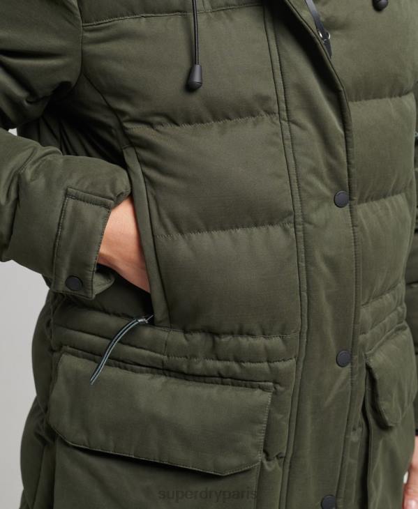 Superdry femmes parka d'expédition en microfibre D64Z3653 vêtements vert