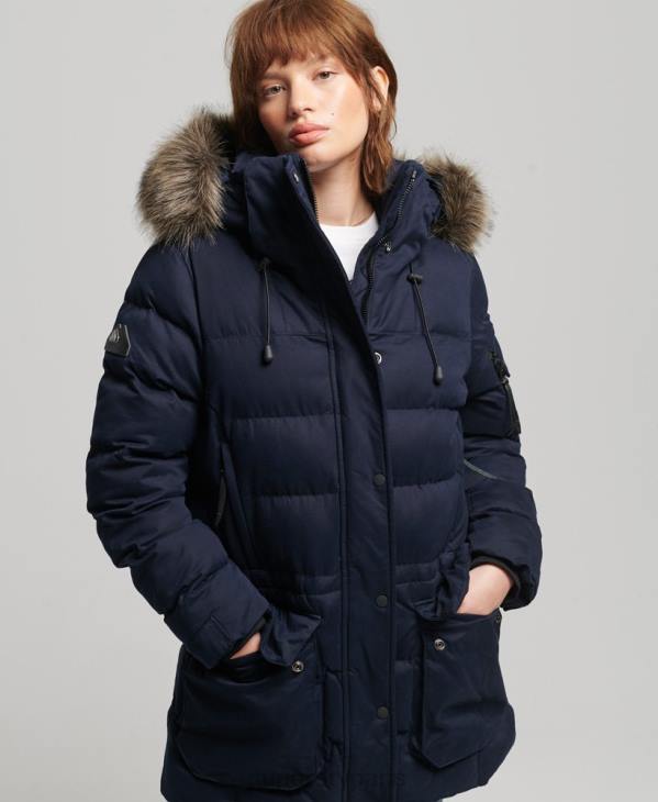 Superdry femmes parka d'expédition en microfibre D64Z3658 vêtements marine