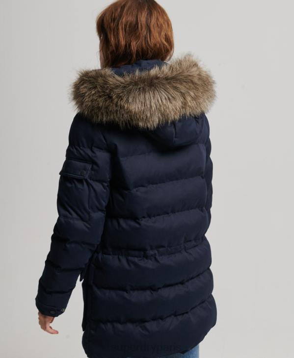 Superdry femmes parka d'expédition en microfibre D64Z3658 vêtements marine