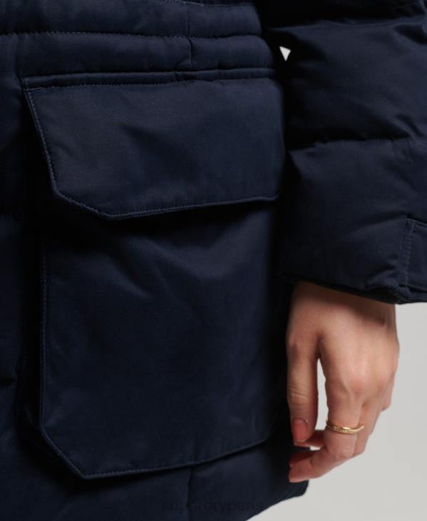 Superdry femmes parka d'expédition en microfibre D64Z3658 vêtements marine