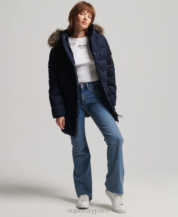 Superdry femmes parka d'expédition en microfibre D64Z3658 vêtements marine
