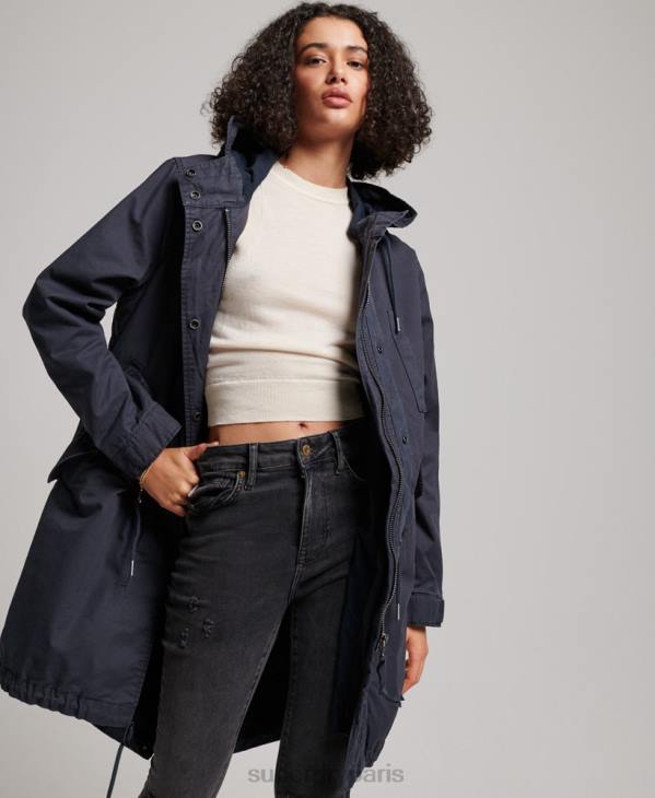 Superdry femmes parka de campagne vintage D64Z2163 vêtements marine