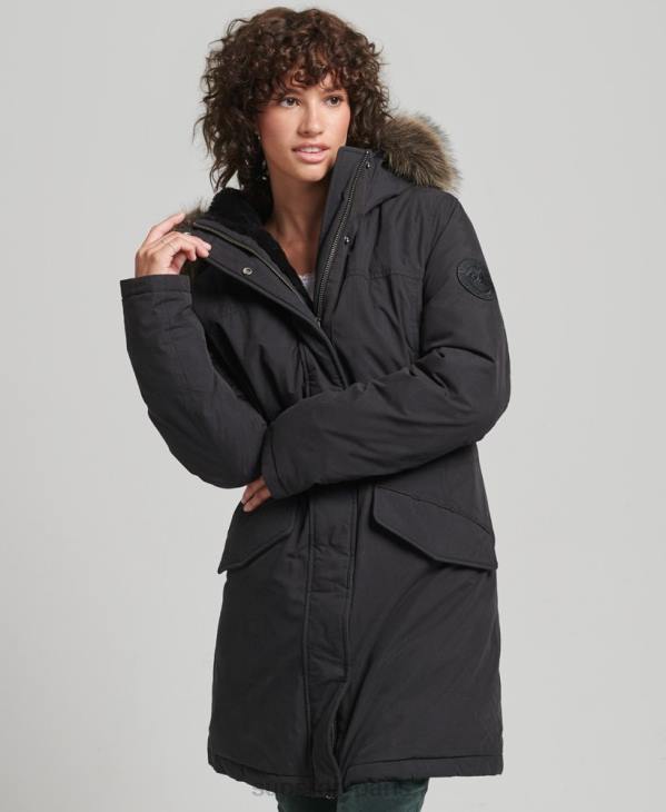 Superdry femmes parka en duvet everest D64Z3598 vêtements noir