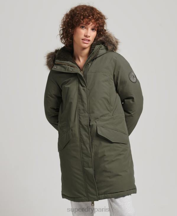 Superdry femmes parka en duvet everest D64Z3599 vêtements kaki