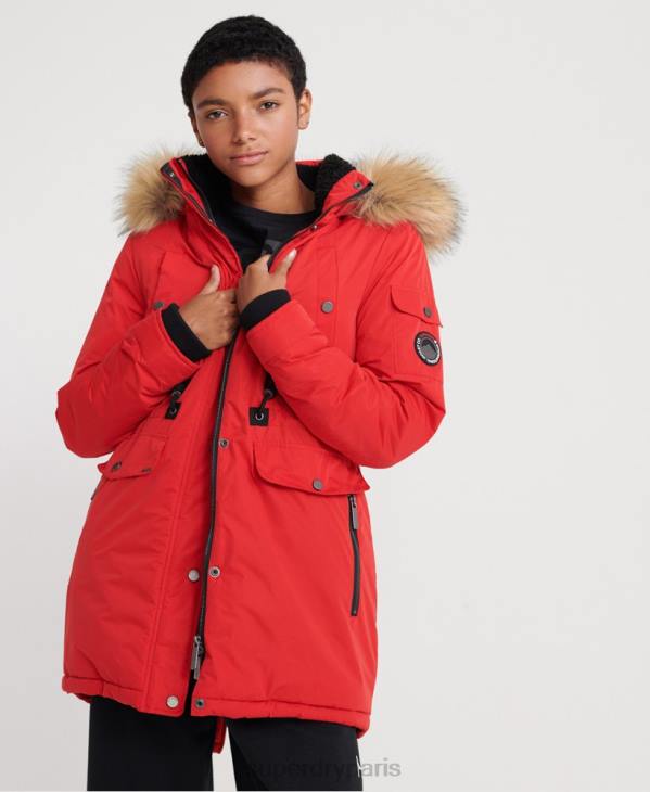 Superdry femmes parka en microfibre nadare D64Z5643 vêtements rouge