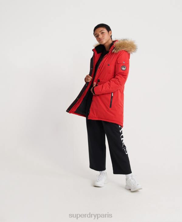 Superdry femmes parka en microfibre nadare D64Z5643 vêtements rouge