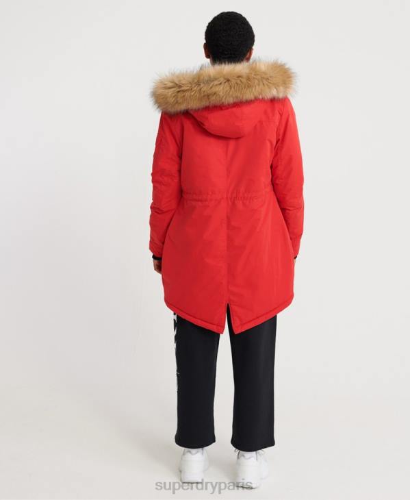 Superdry femmes parka en microfibre nadare D64Z5643 vêtements rouge