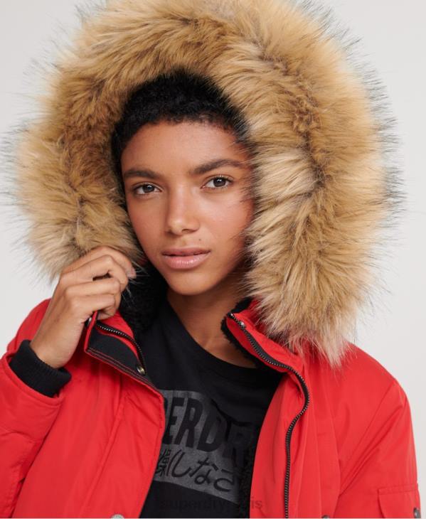 Superdry femmes parka en microfibre nadare D64Z5643 vêtements rouge