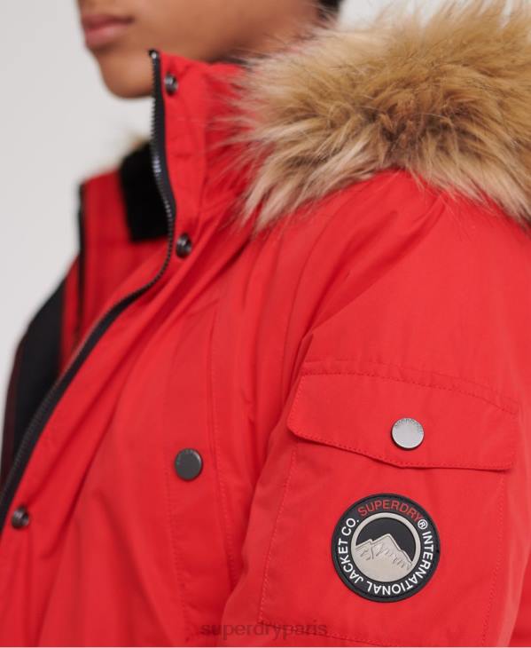 Superdry femmes parka en microfibre nadare D64Z5643 vêtements rouge
