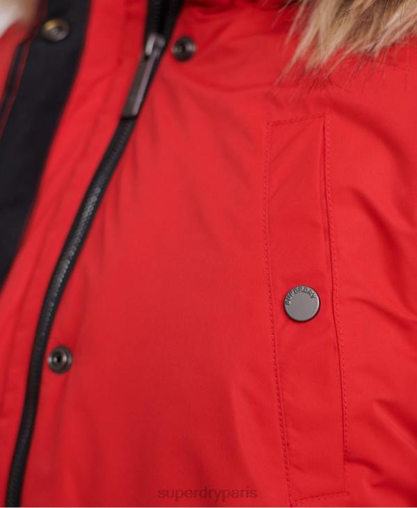 Superdry femmes parka en microfibre nadare D64Z5643 vêtements rouge