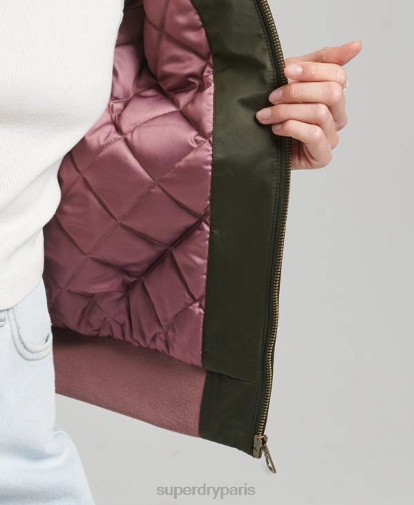 Superdry femmes veste bomber brodée sukajan D64Z5660 vêtements vert