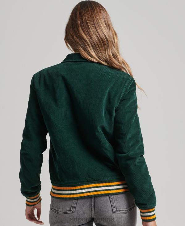 Superdry femmes veste bomber coach en velours côtelé D64Z5618 vêtements vert