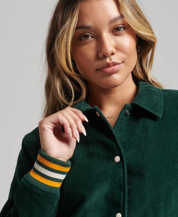 Superdry femmes veste bomber coach en velours côtelé D64Z5618 vêtements vert