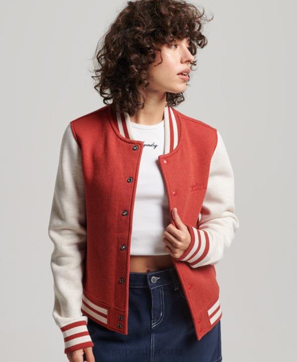 Superdry femmes veste bomber en jersey à logo vintage D64Z3317 vêtements rouge