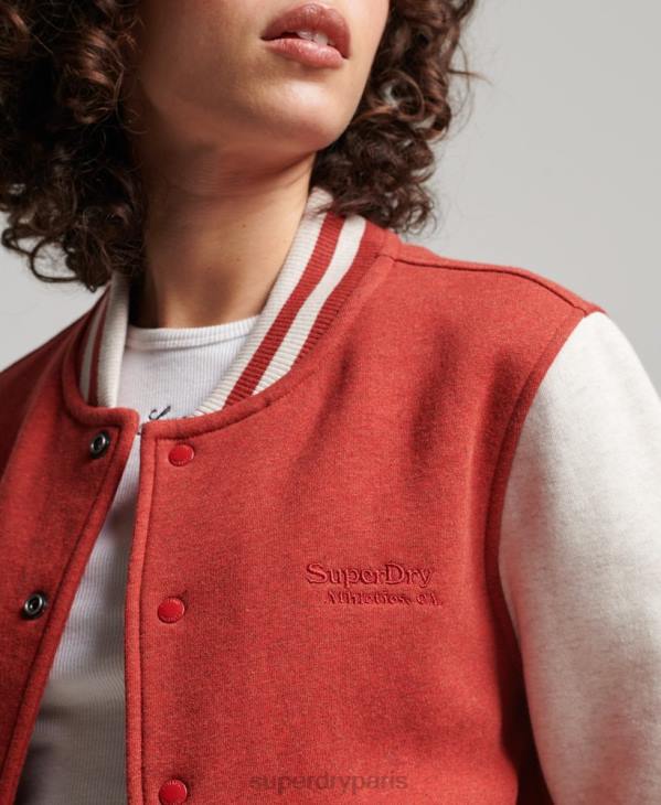 Superdry femmes veste bomber en jersey à logo vintage D64Z3317 vêtements rouge