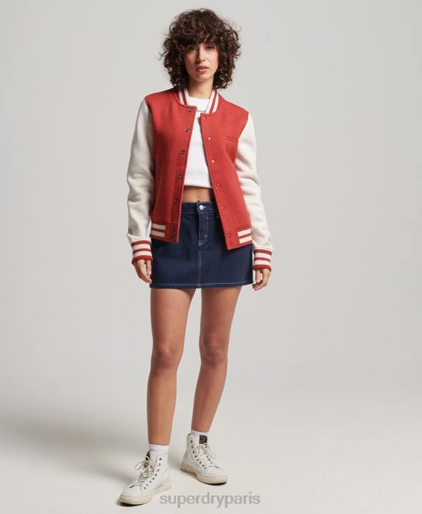 Superdry femmes veste bomber en jersey à logo vintage D64Z3317 vêtements rouge
