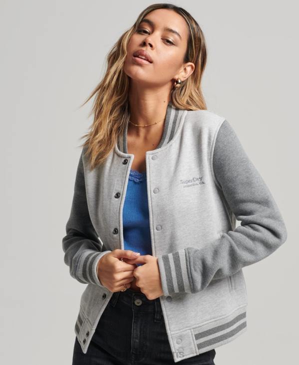 Superdry femmes veste bomber en jersey à logo vintage D64Z3325 vêtements gris