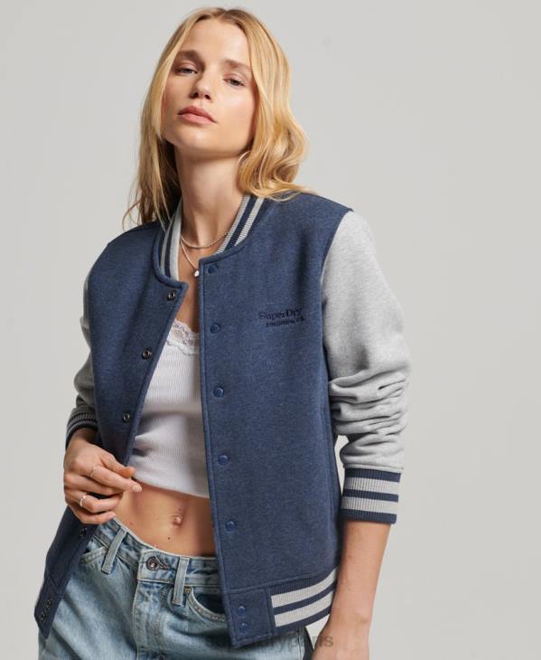 Superdry femmes veste bomber en jersey à logo vintage D64Z3412 vêtements marine