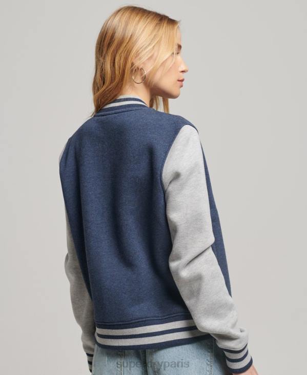 Superdry femmes veste bomber en jersey à logo vintage D64Z3412 vêtements marine