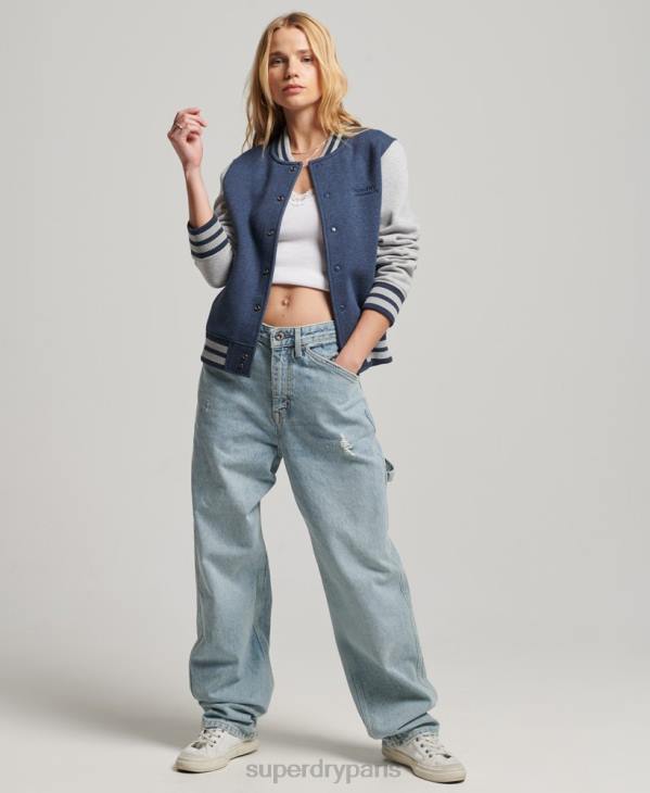 Superdry femmes veste bomber en jersey à logo vintage D64Z3412 vêtements marine