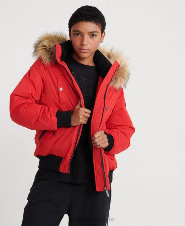 Superdry femmes veste bomber en microfibre D64Z5685 vêtements rouge