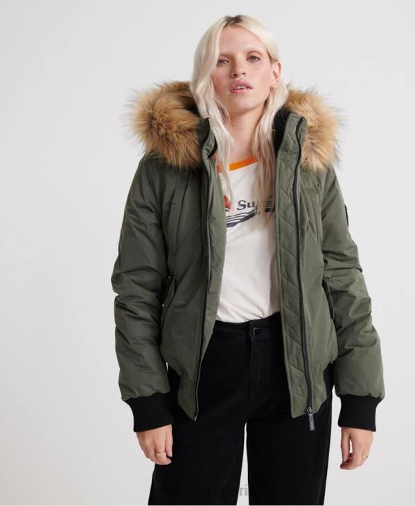 Superdry femmes veste bomber en microfibre D64Z5711 vêtements vert
