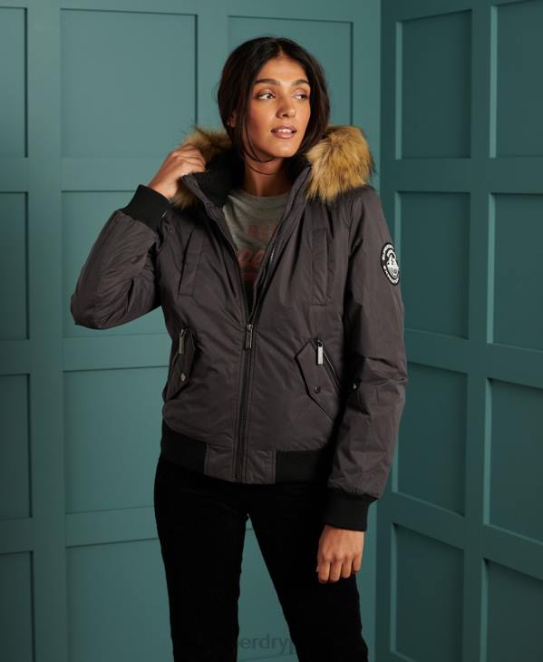 Superdry femmes veste bomber en microfibre D64Z5712 vêtements noir