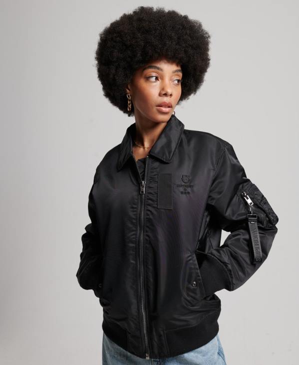Superdry femmes veste bomber energy ma2 D64Z5420 vêtements noir