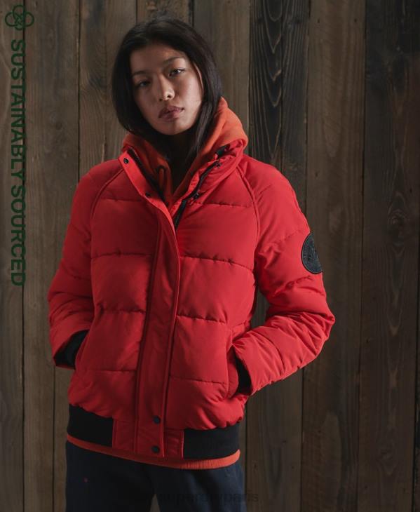 Superdry femmes veste bomber everest sans capuche D64Z5659 vêtements rouge