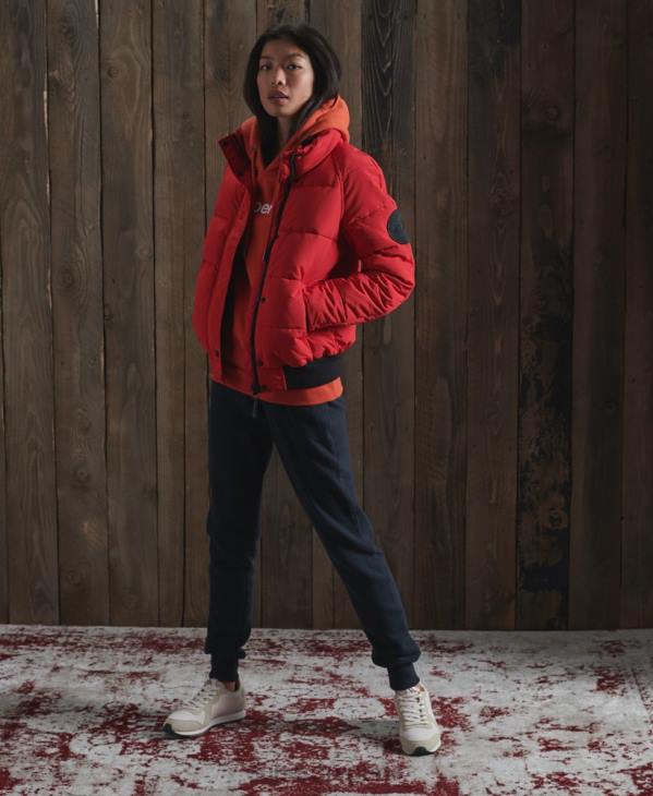 Superdry femmes veste bomber everest sans capuche D64Z5659 vêtements rouge